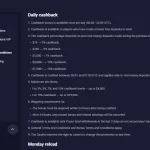View of RetroBet Australian bonus terms showing the Daily Cashback section and its current conditions