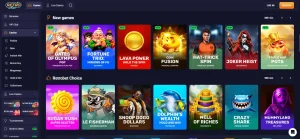 View of the RetroBet Australian lobby showing current game categories and provider tiles