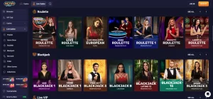 View of the RetroBet Australian live casino lobby showing dealer table categories
